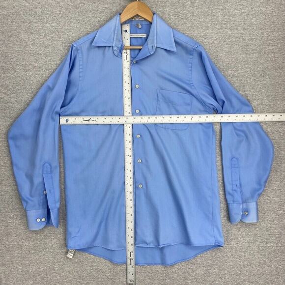 Geoffrey Beene Shirt Mens Medium 15.5 Blue Button Up Long Sleeve Wrinkle Free - Picture 5 of 12
